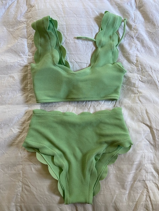 SHEIN Other - Scallop-Edge Bandeau Bikini Set - Mint Green